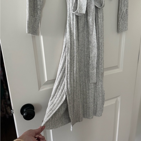 Tahari Gray Ribbed Knit Dress - Picture 3 of 3